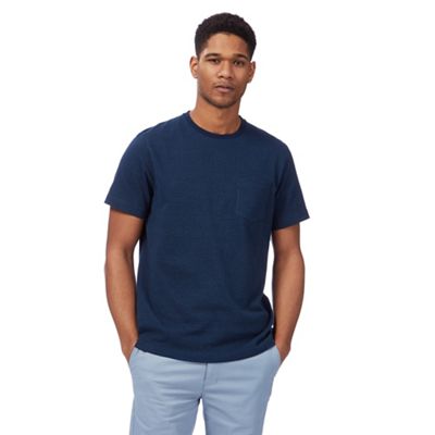 Big and tall navy textured spotted pocket t-shirt